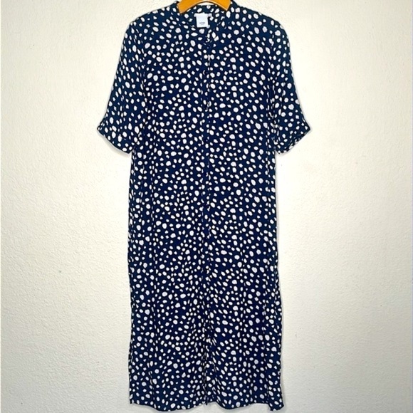 NWOT Anthropologie ICHI High Neck Midi Dress Blue Sz 38 (US 6) Coastal Cottage - Picture 4 of 13